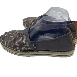 Bobs By Skechers Breeze Women's 9 Gray Espadrille Casual Slip On Flat Rhinestone